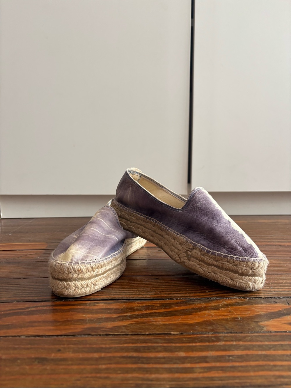 Manebi Leather Espadrille Platform Slip-Ons